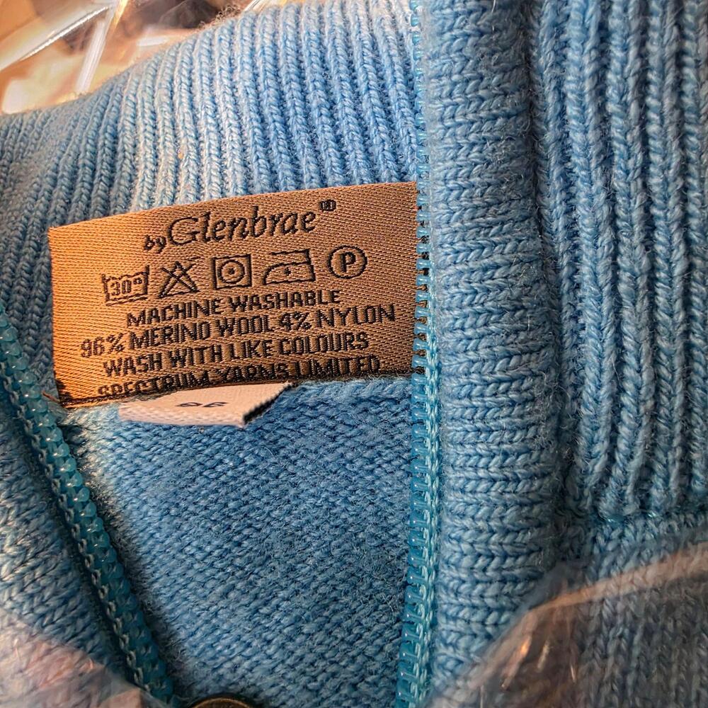 The Old Course St Andrews Links Sweater Mens L Blue 1/4 Zip Wool Golf Pullover - Picture 10 of 10